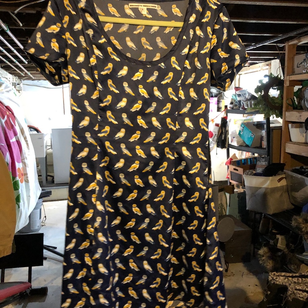 Fun satin owls dress Brooklyn Industries